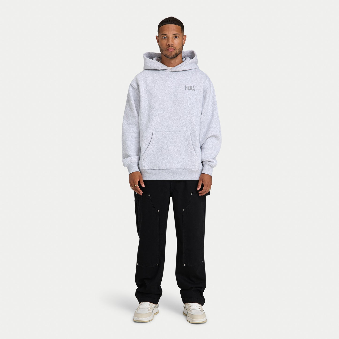 Mens Staple Oversized Hoodie - Grey Marl