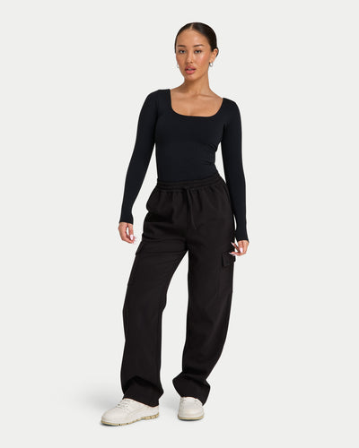 Womens Essential Dual Wear Long Sleeve Top