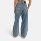 Womens Wide Leg Denim Jean - Mid Wash