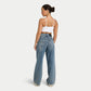 Womens Wide Leg Denim Jean - Mid Wash