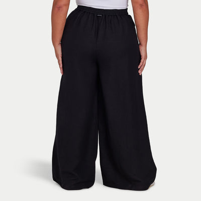 REWEAR Womens Linen Mix Wide Leg Trouser - Black