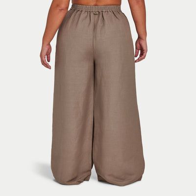 REWEAR Womens Linen Mix Wide Leg Trouser - Marsh Grey