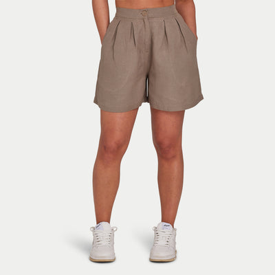 REWEAR Womens Linen Mix Short - Marsh Grey