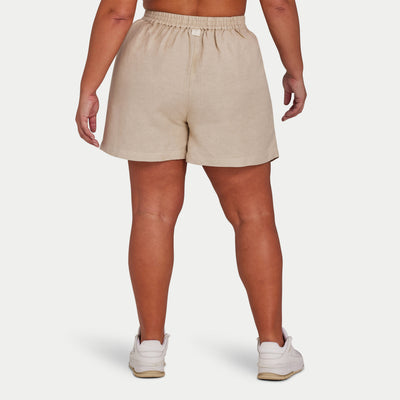 REWEAR Womens Linen Mix Short - Oatmeal