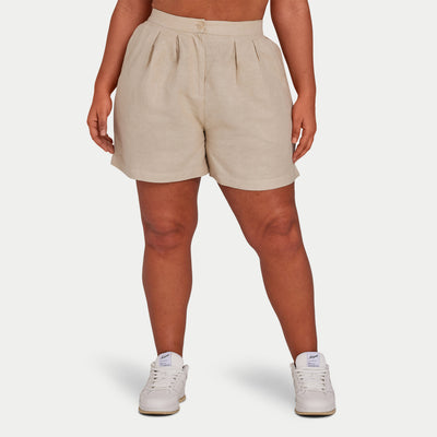 REWEAR Womens Linen Mix Short - Oatmeal