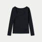 Womens Essentials Dual Wear Long Sleeve Top - Black