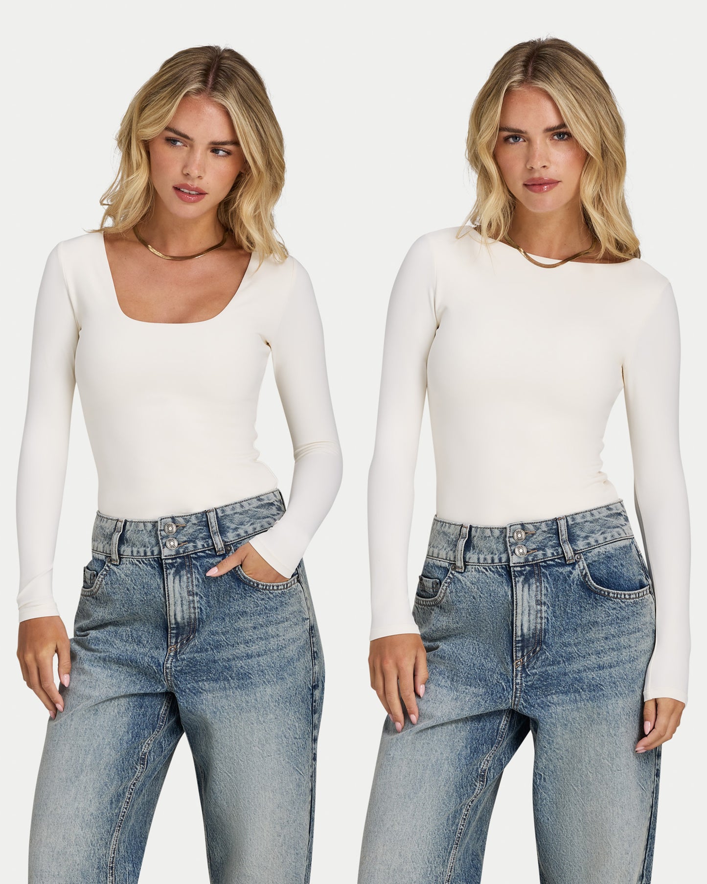 Womens Essential Dual Wear Long Sleeve Top