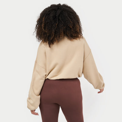 REWEAR Womens Collective Cropped Sweatshirt - Beige Cream