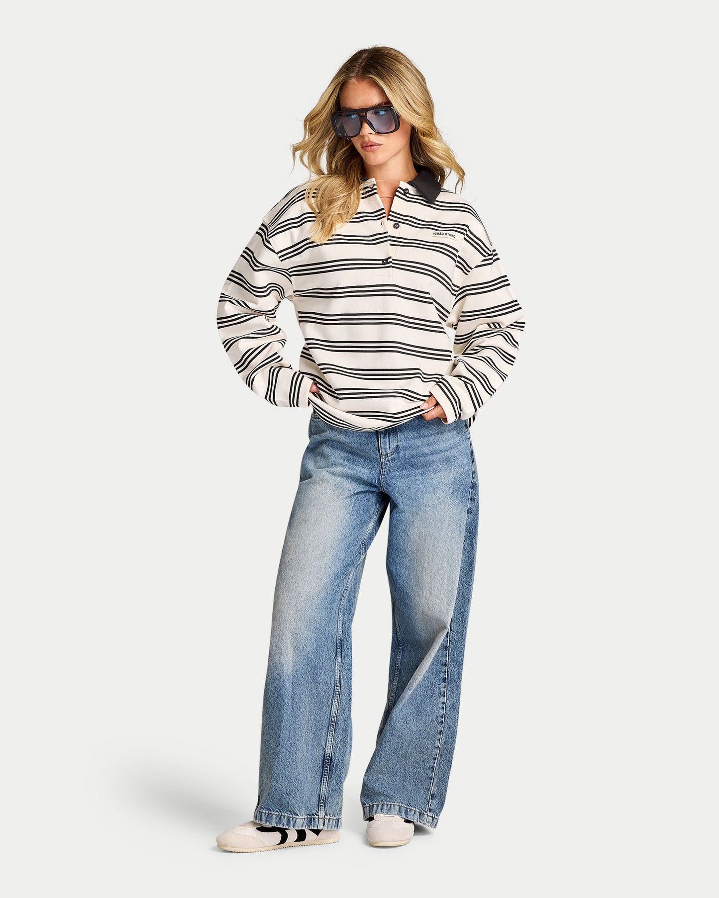 Womens Striped Rugby Polo Shirt
