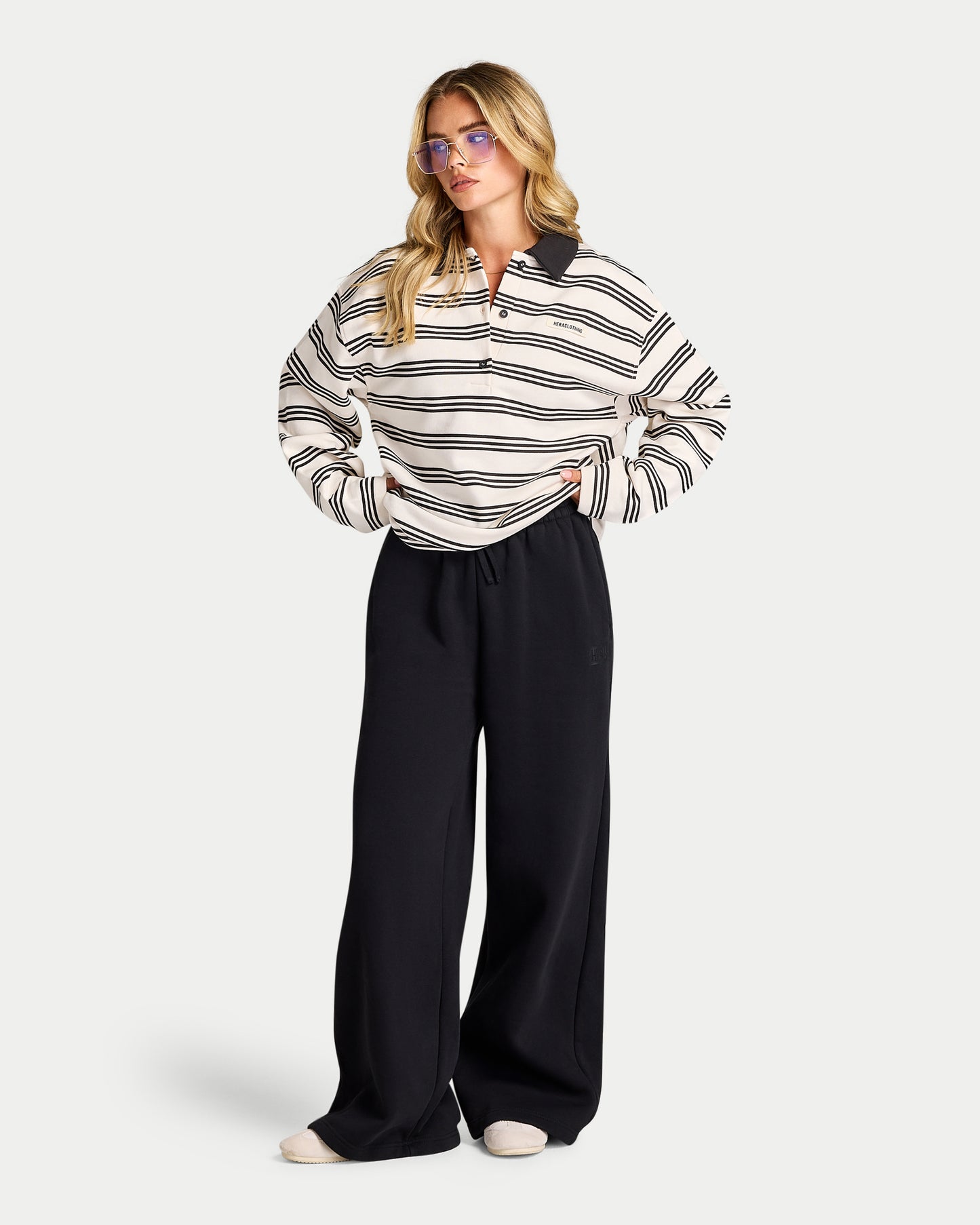 Womens Striped Rugby Polo Shirt