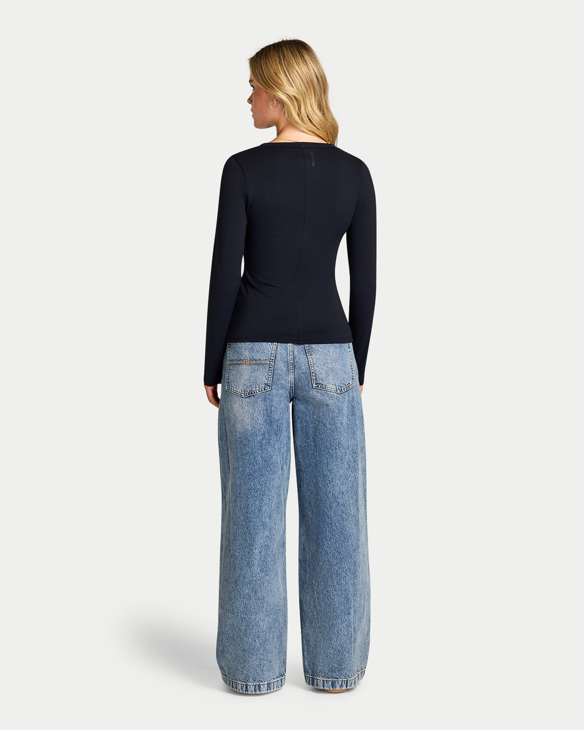 Womens Essential Long Sleeve Button Top