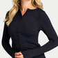Womens Essential Long Sleeve Button Top