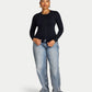 Womens Essential Long Sleeve Button Top
