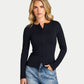 Womens Essential Long Sleeve Button Top