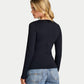 Womens Essential Long Sleeve Button Top