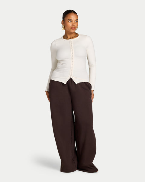 Womens Essential Long Sleeve Button Top