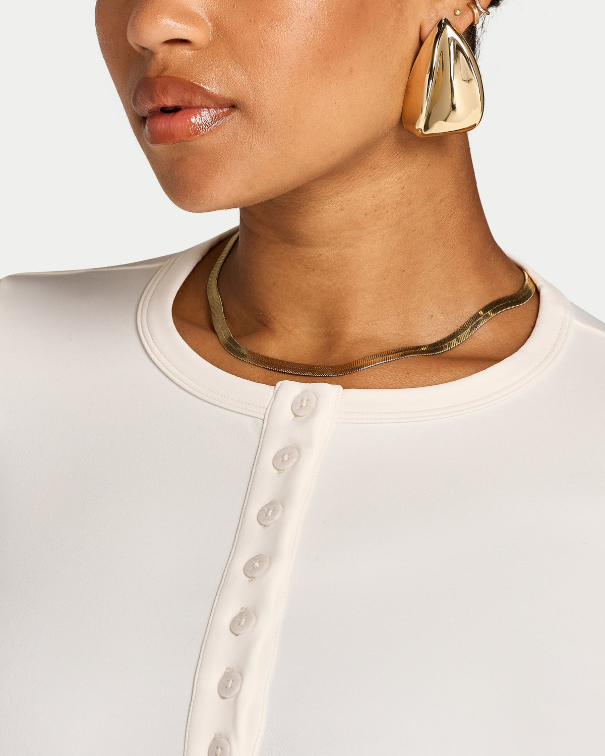 Womens Essential Long Sleeve Button Top