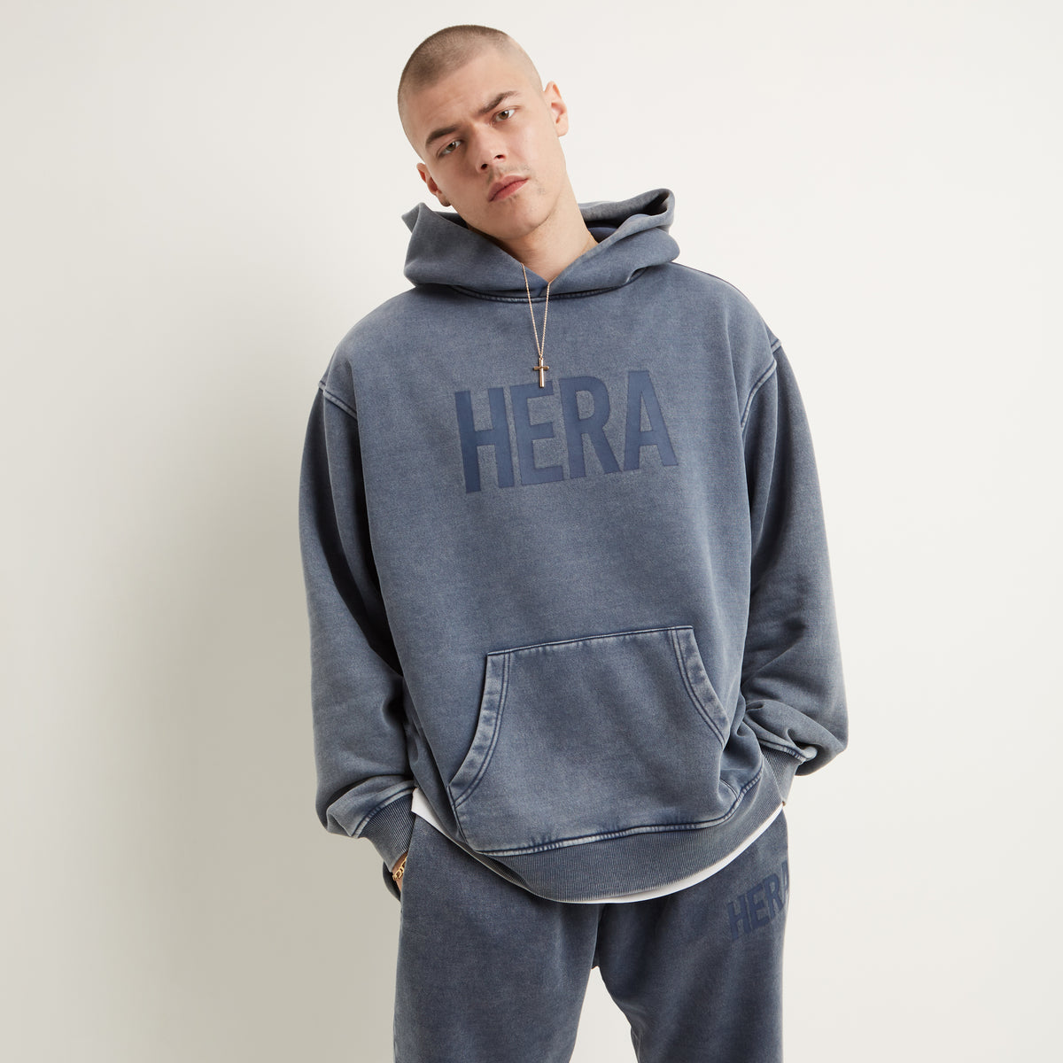REWEAR Washed Oversized Hoodie - Vintage Dark Navy