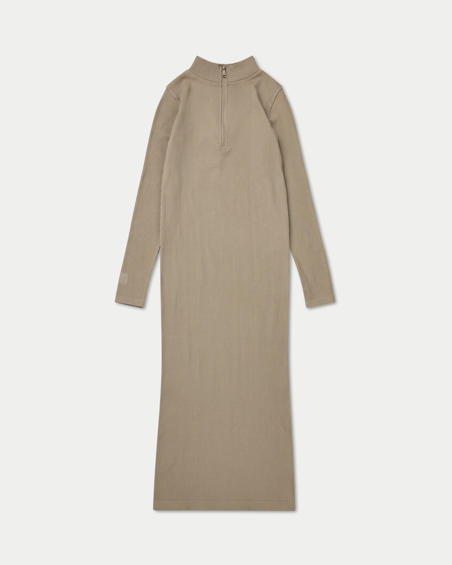 Womens Ribbed Base Long Sleeve Midi Dress