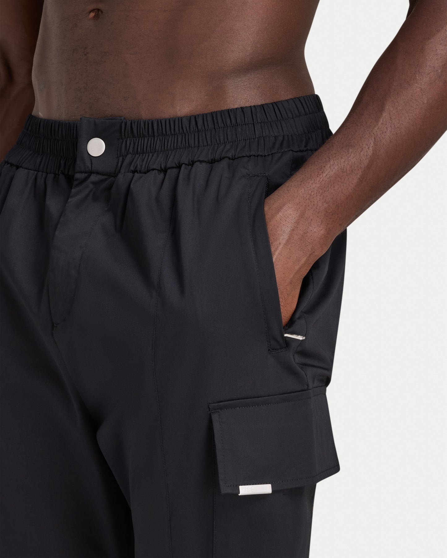 بنطال كارجو رجالي مغسول - أسود