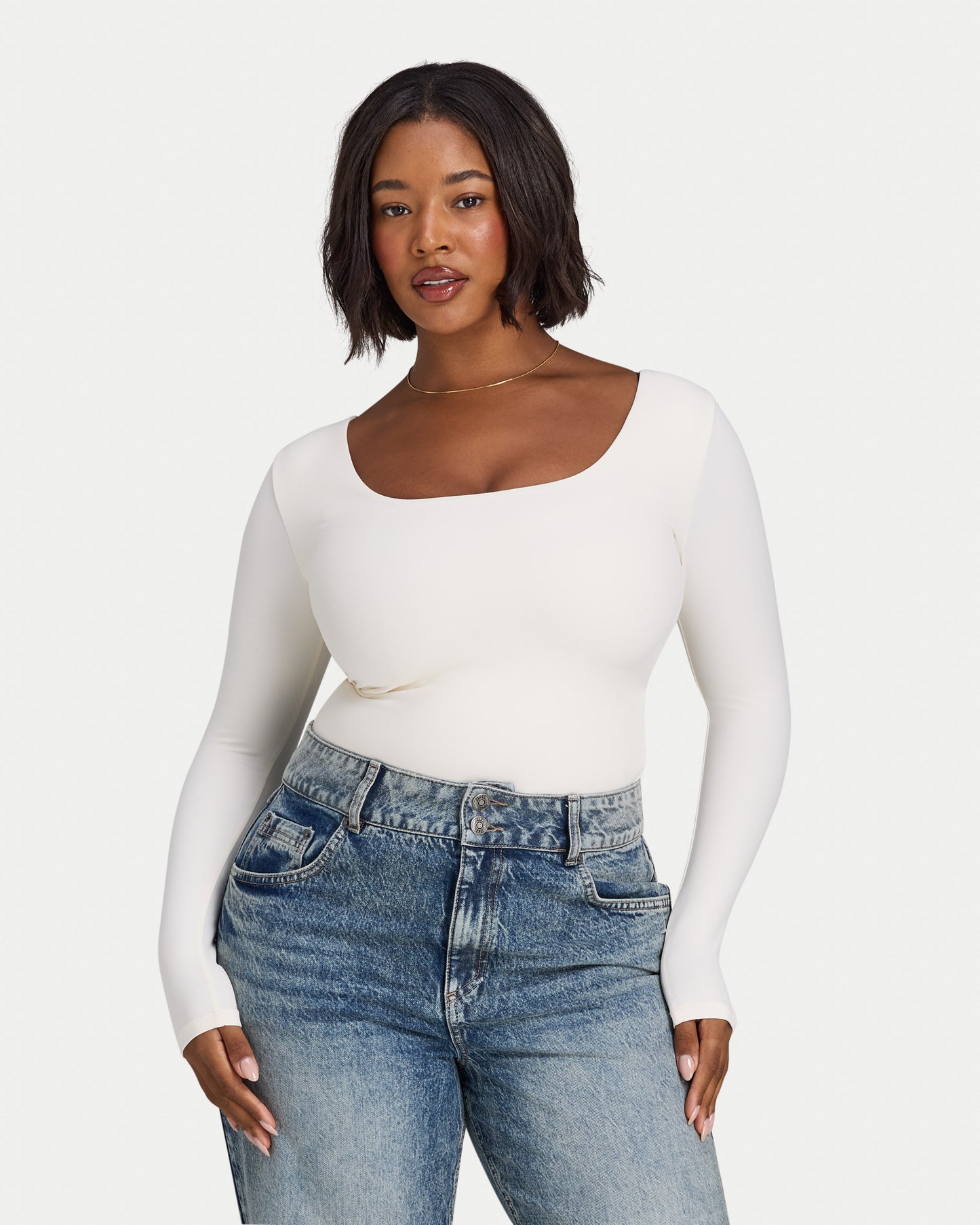 Womens Essential Dual Wear Long Sleeve Top