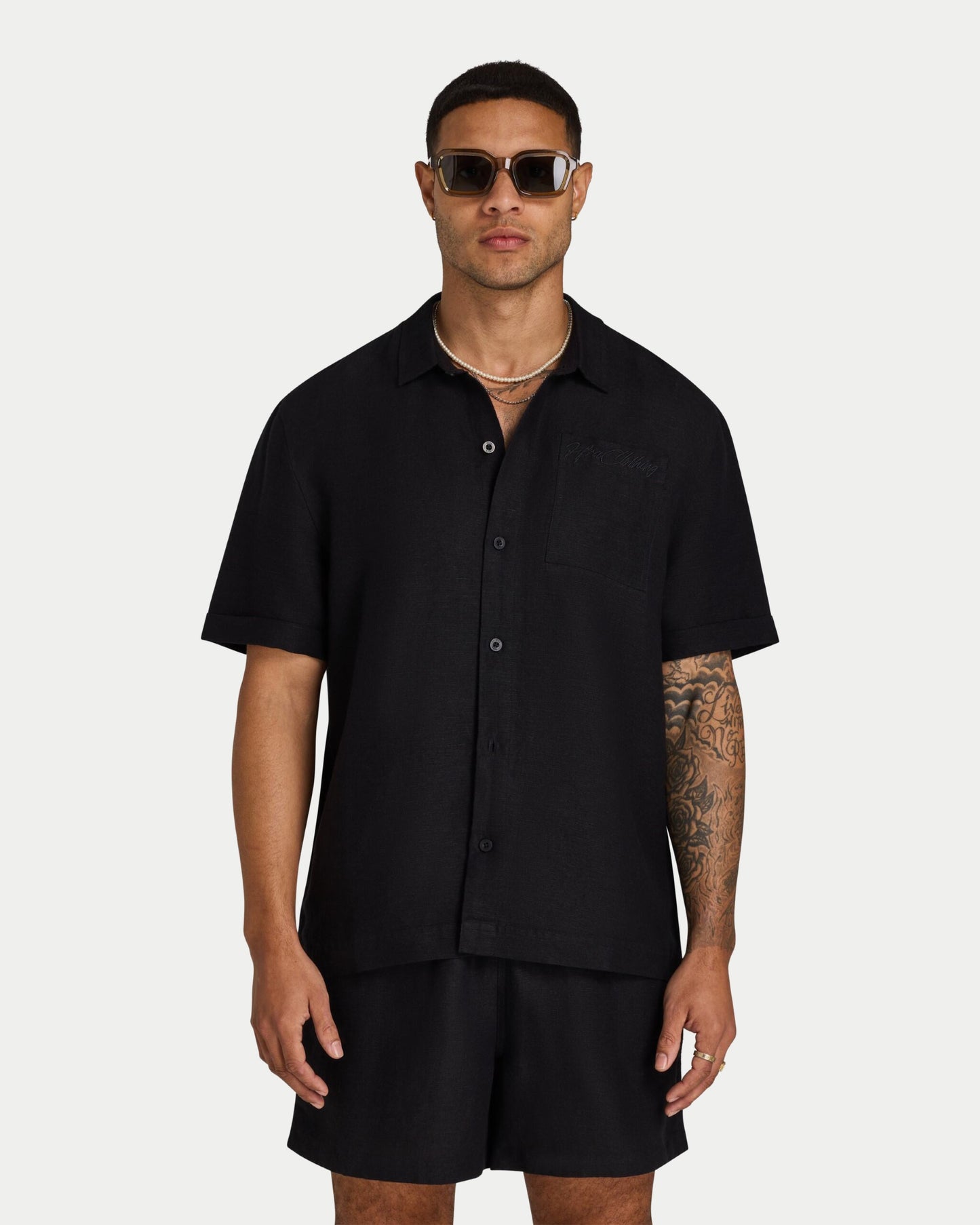 Mens Linen Short Sleeve Shirt 