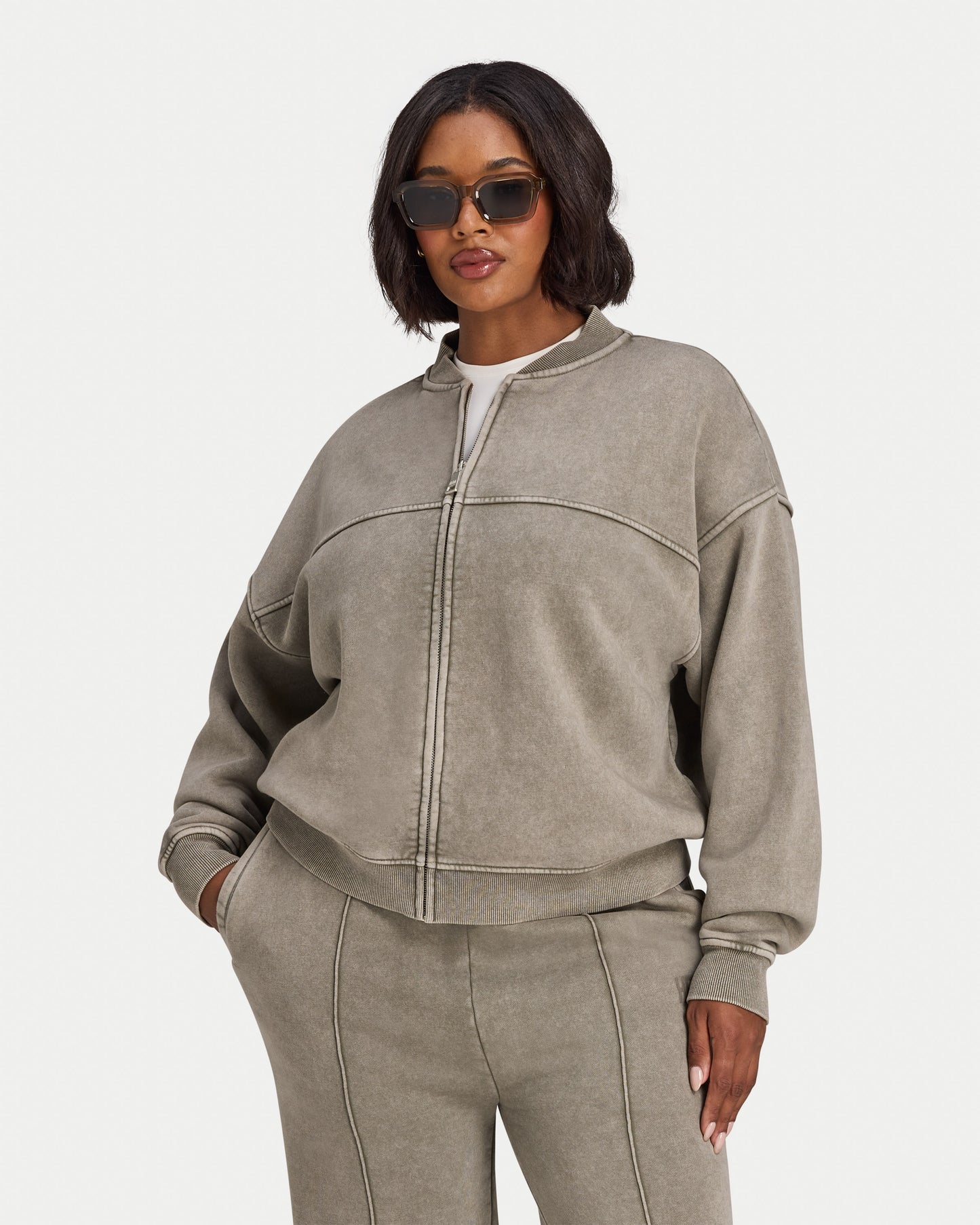 Womens Signature Washed Bomber Jacket