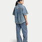 Womens Denim Short Sleeve Shirt