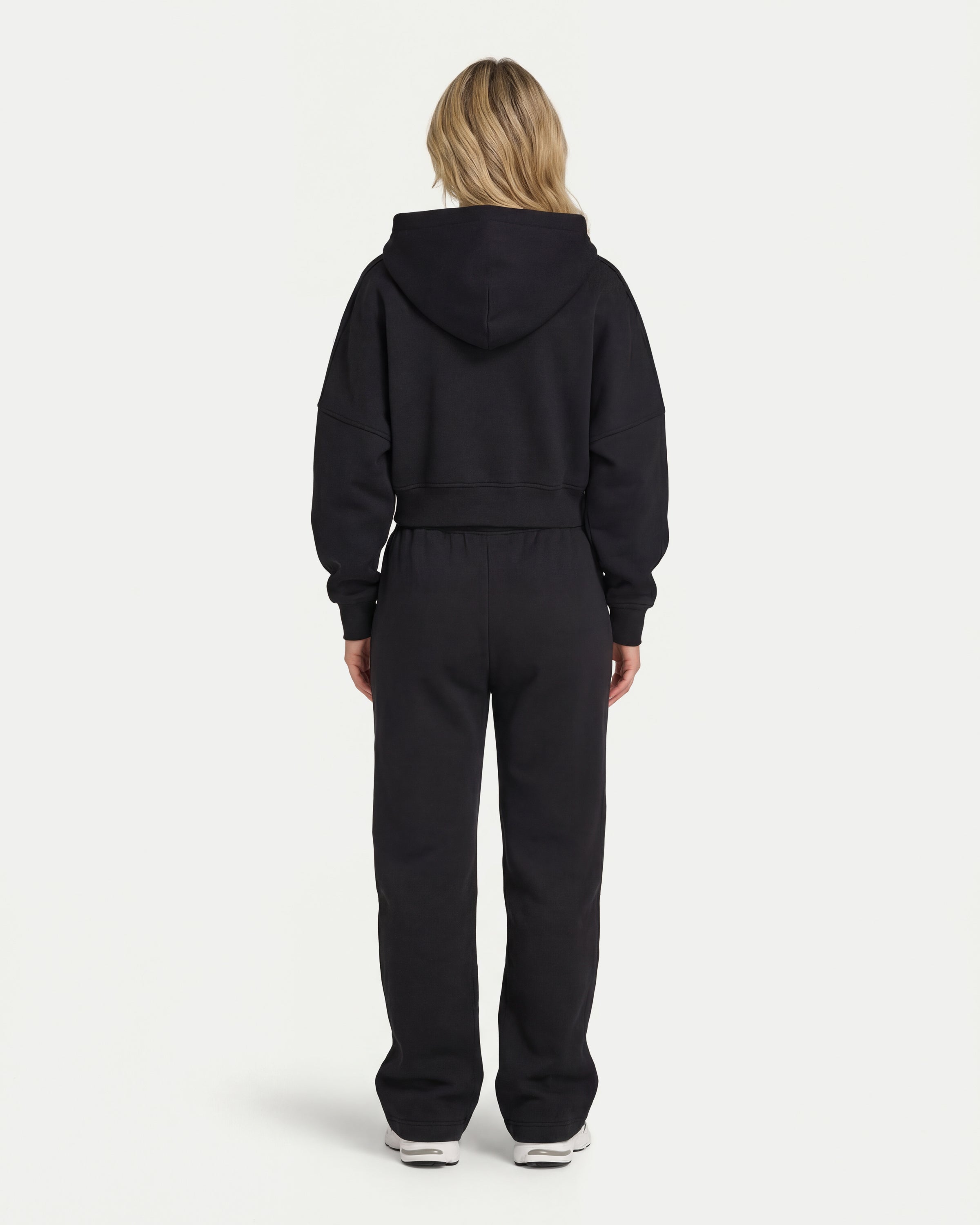 Womens 365 Cropped Zip Hoodie - Black | HERA Clothing