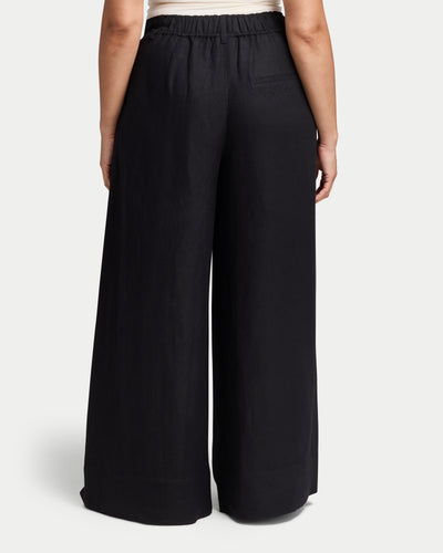 Womens Resort Linen Wide Leg Trouser