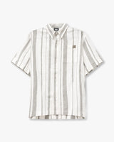 قميص رجالي كتان ميكس - أوف وايت ورمادي أخضر مخطط