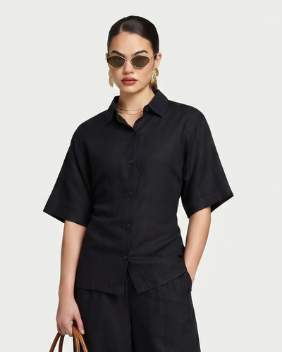 Womens Resort Linen Dual-Wear Shirt