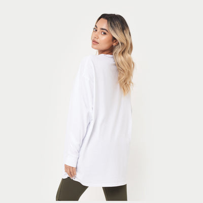 REWEAR Womens Icon Long Sleeve Oversized T-Shirt - White