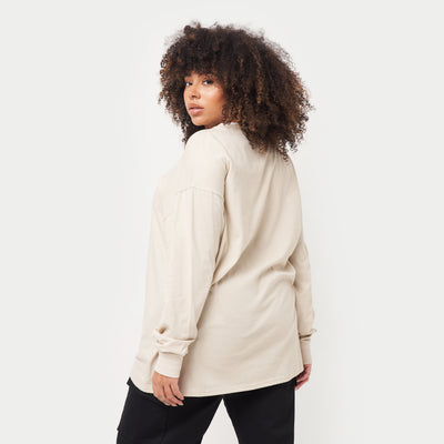 REWEAR Womens Icon Long Sleeve Oversized T-Shirt - Oatmeal