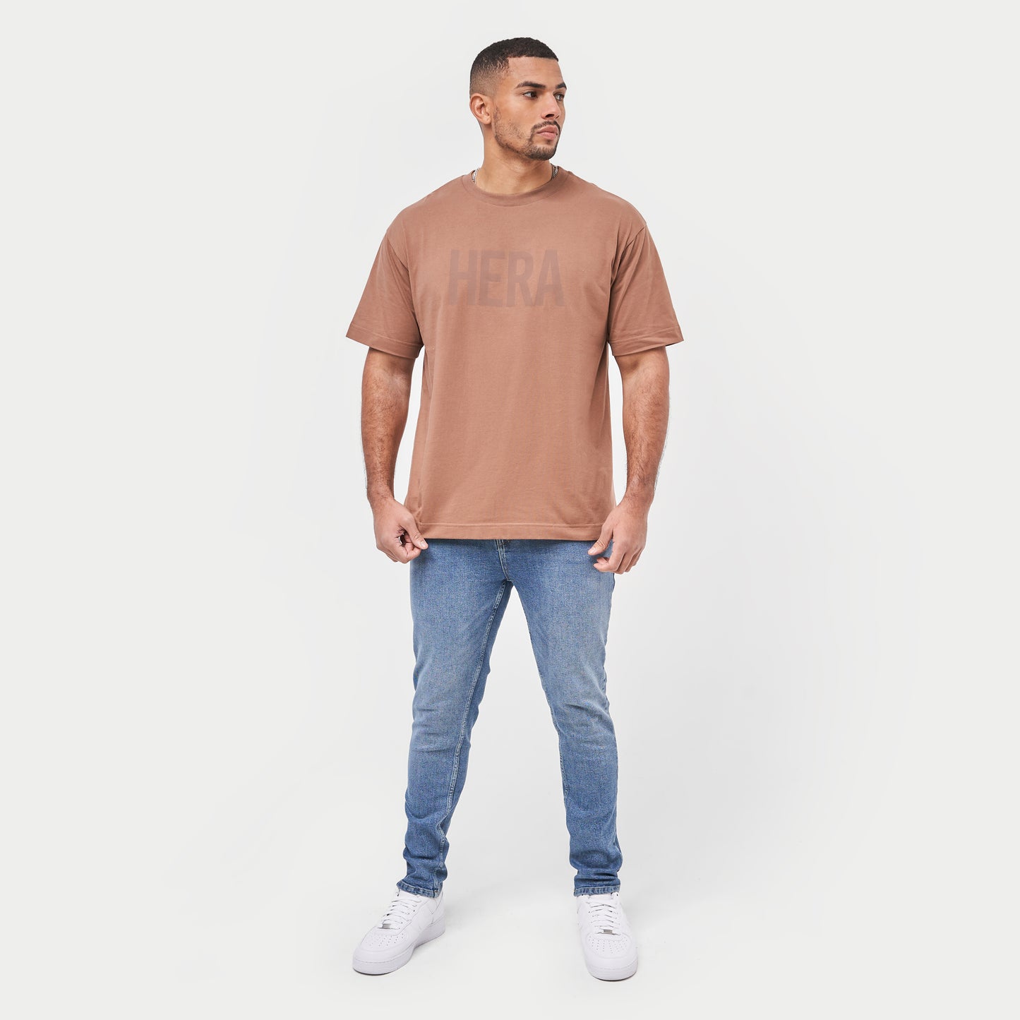 Mens Label Oversized T-Shirt - Acorn Brown