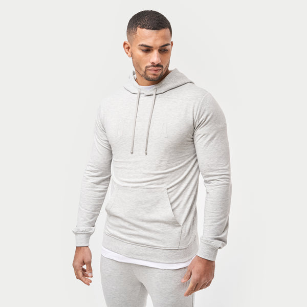 Mens Focus Slim Fit Hoodie Grey Marl HERA Clothing