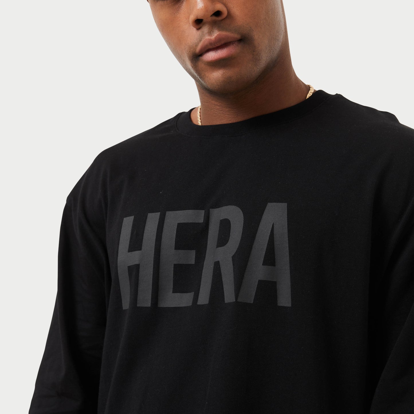 Mens Label Long Sleeve Oversized T-Shirt - Black