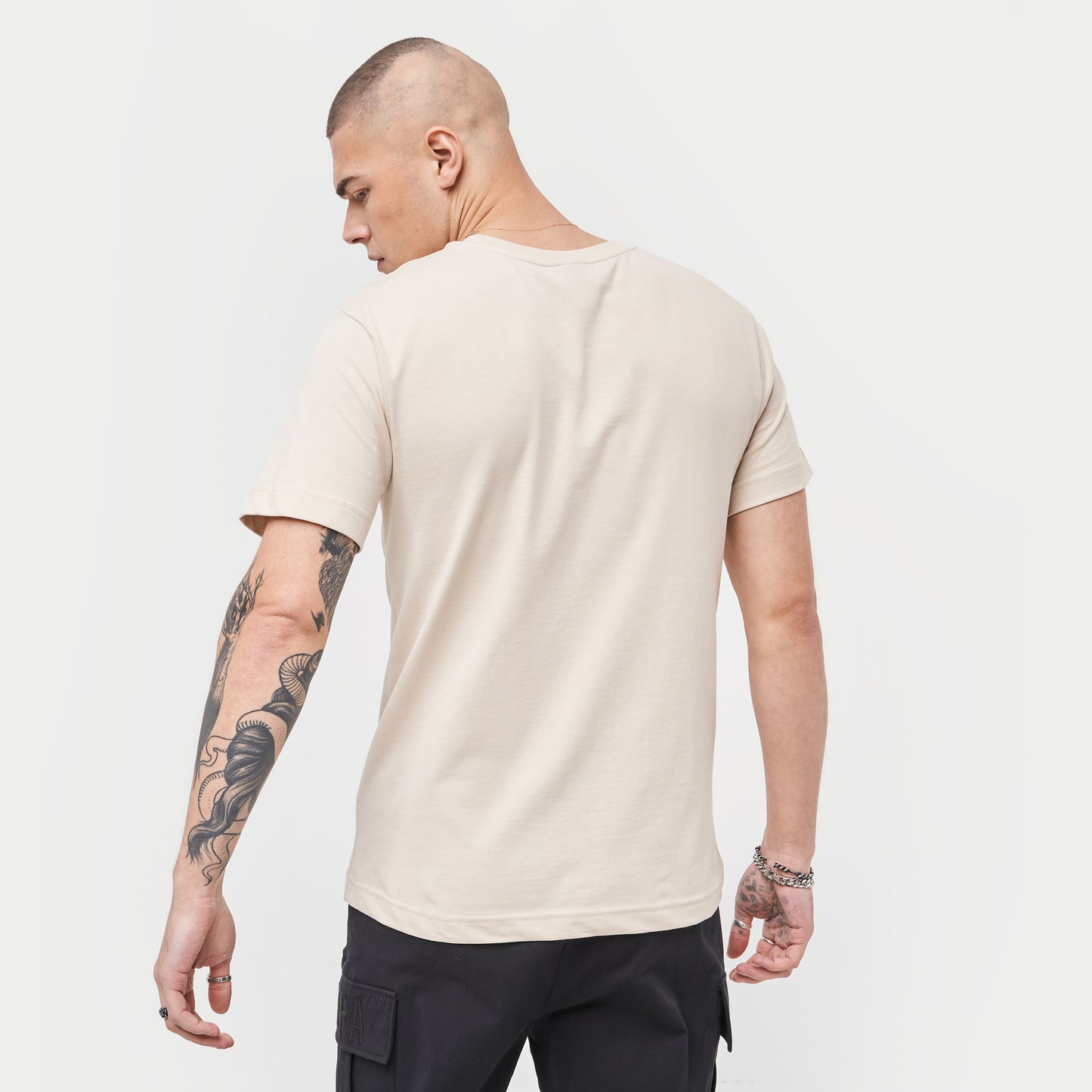 Mens Label Regular Fit T-Shirt - Oatmeal