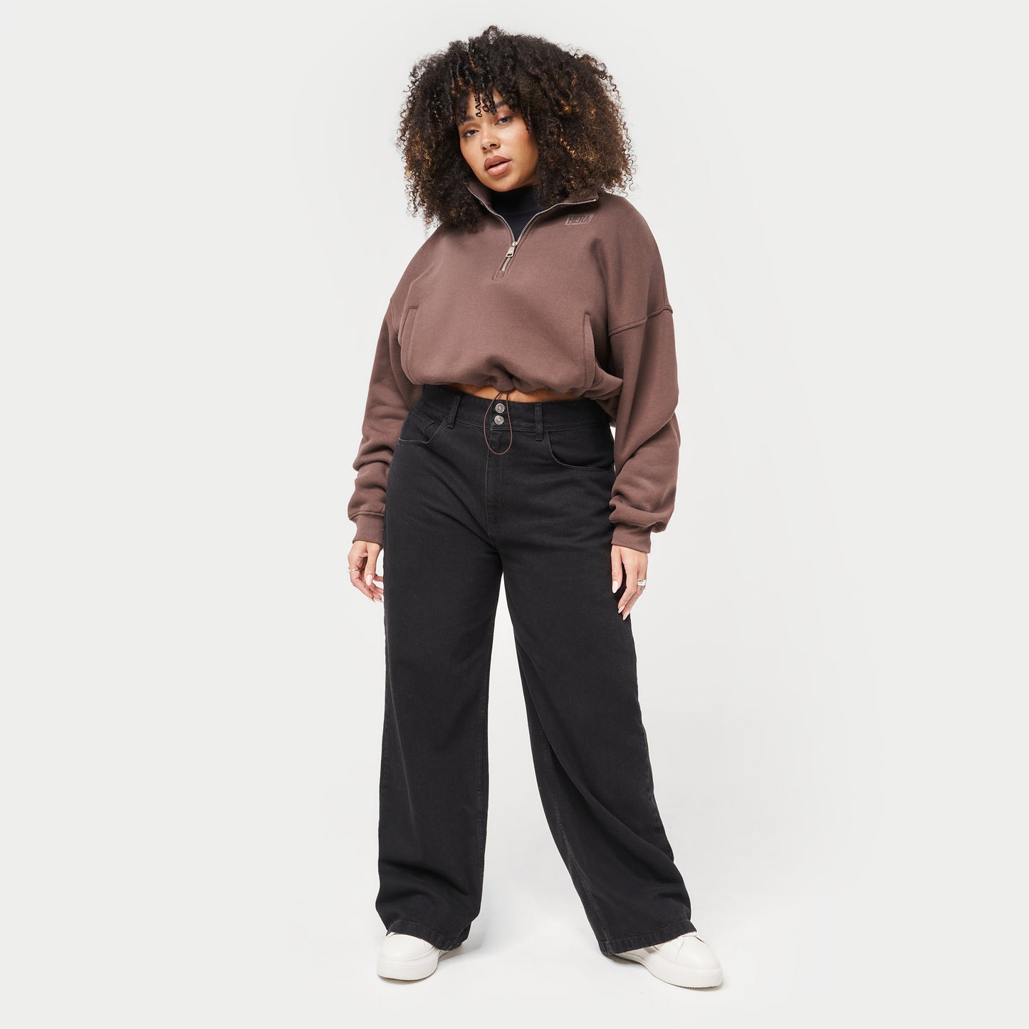Womens Collective Cropped Sweatshirt - Slate Brown