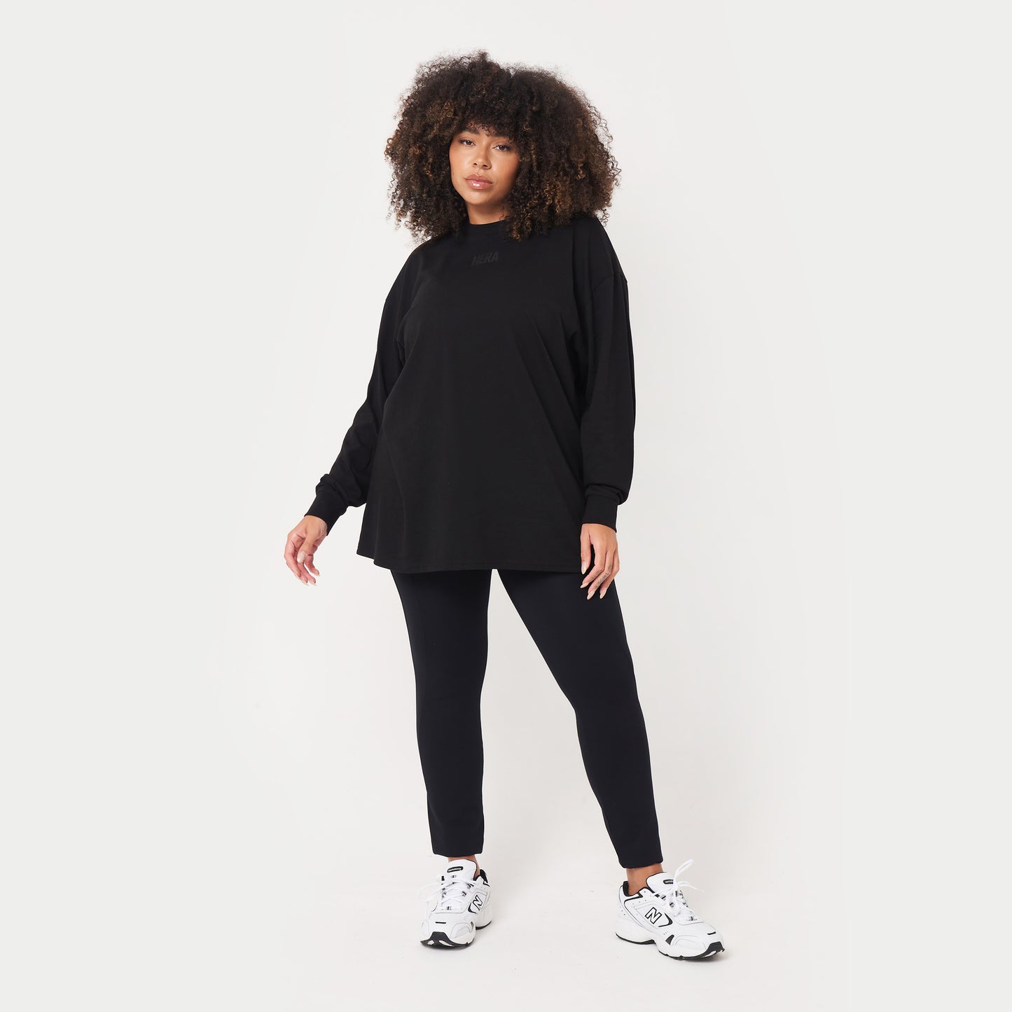 Womens Icon Long Sleeve Oversized T-Shirt - Black